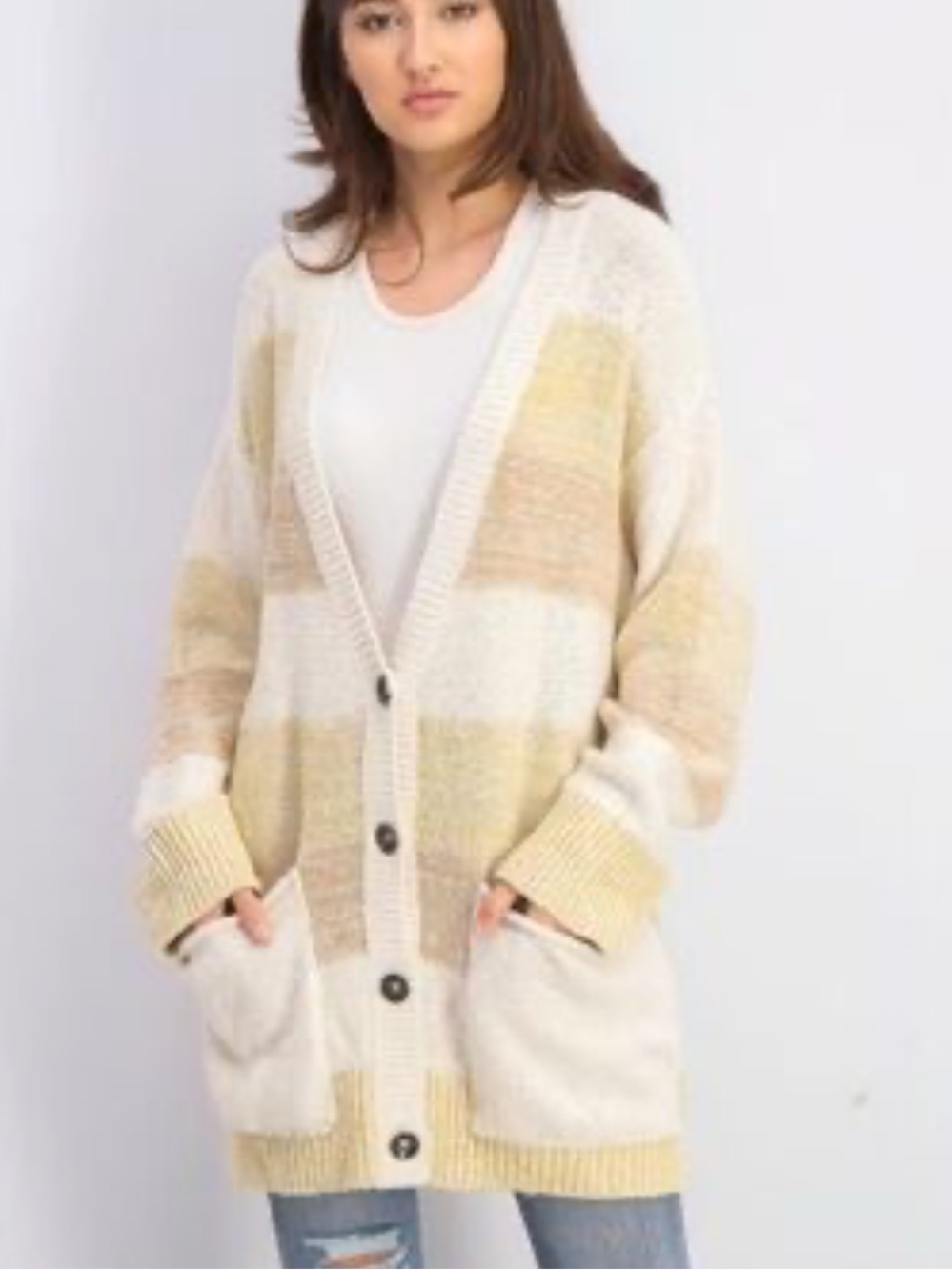 NWT Free People Southport Beach Longline Cardigan Sweater in Stripe Size XS